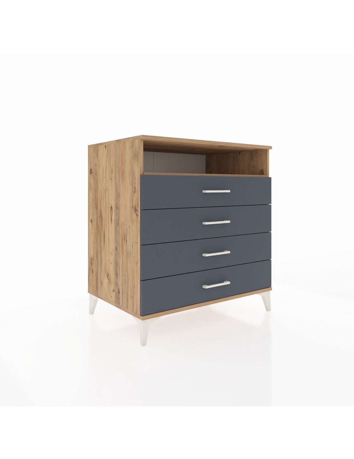 Kronos Şifonyer Tek Raflı 4 Çekmeceli 88x59x96 Çam-Antrasit