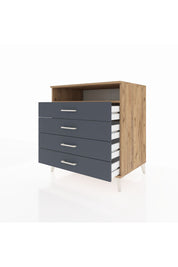 Kronos Şifonyer Tek Raflı 4 Çekmeceli 88x59x96 Çam-Antrasit