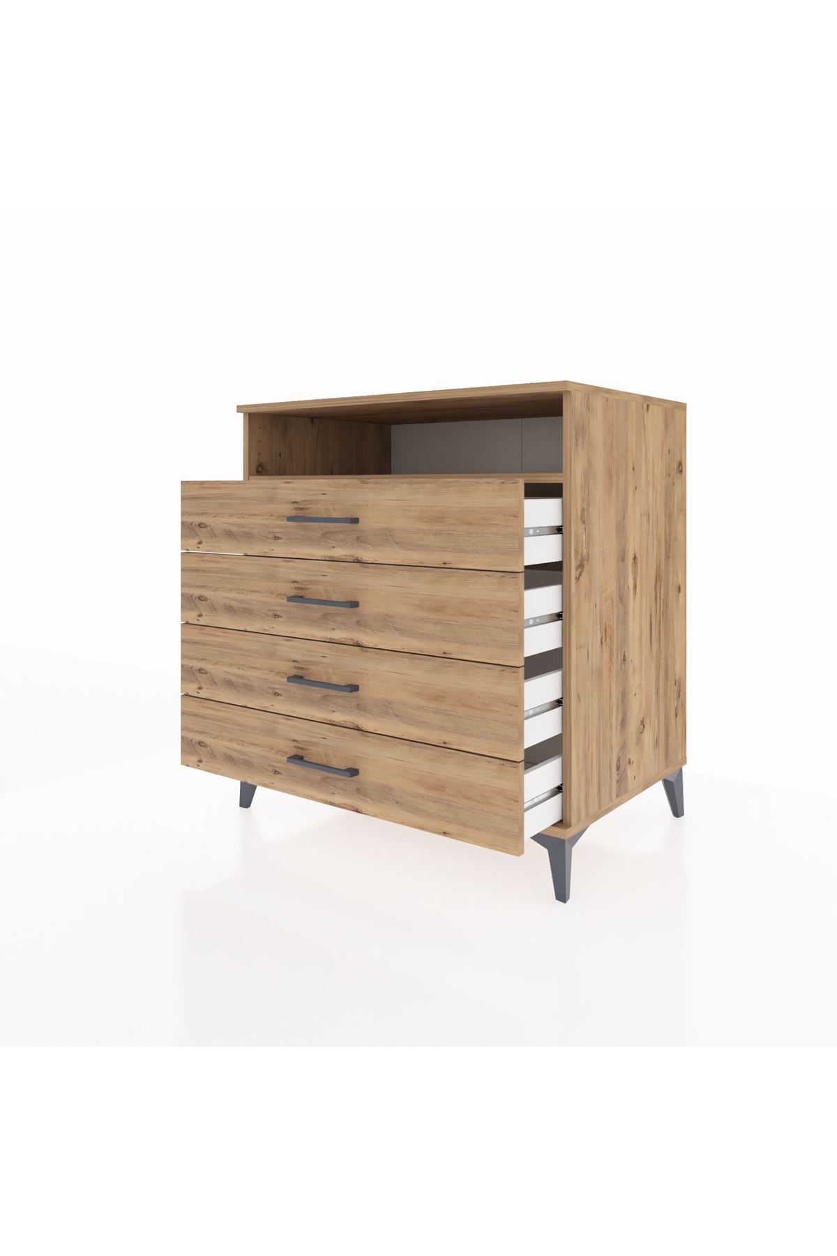 Kronos Şifonyer Tek Raflı 4 Çekmeceli 88x59x96 Çam-Çam