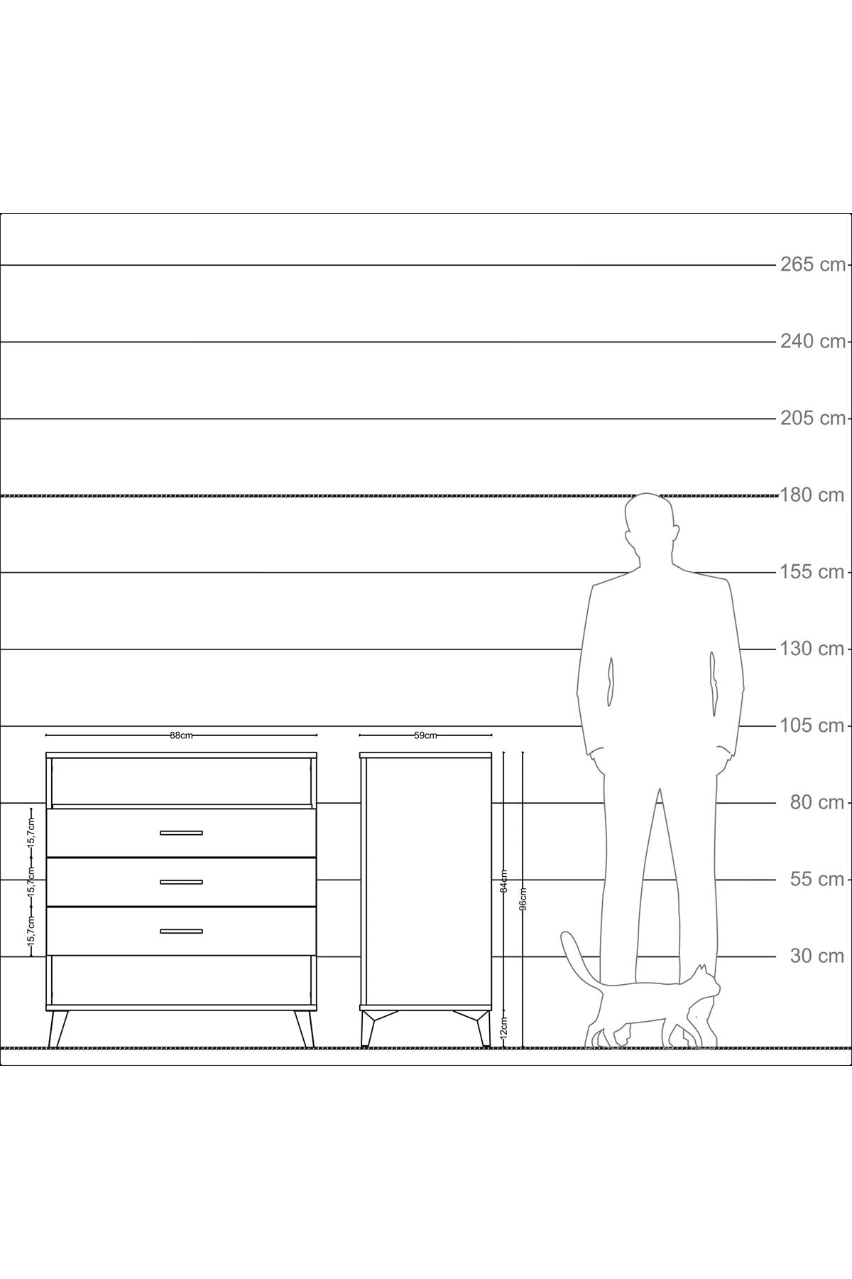 Kronos Şifonyer Tek Raflı 3 Çekmeceli 88x59x96 Aytaşı-Aytaşı