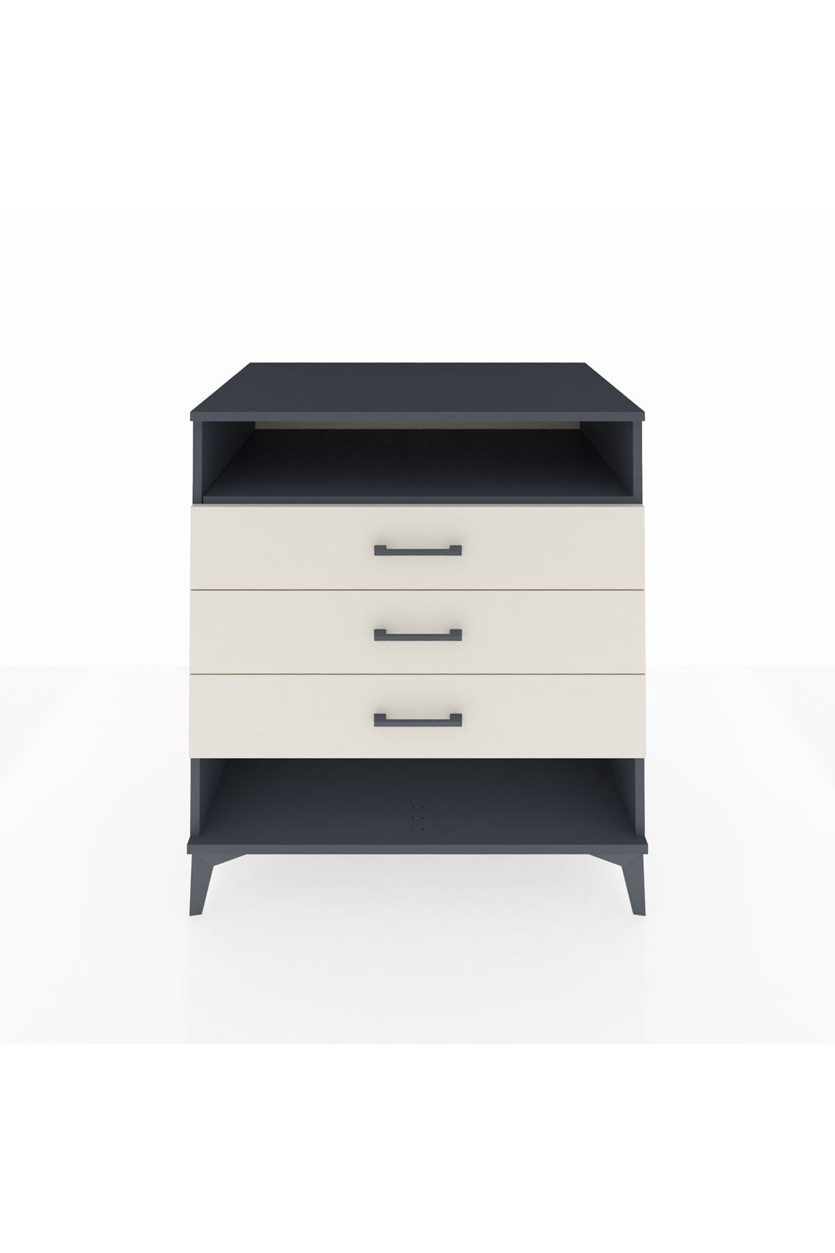 Kronos Şifonyer Tek Raflı 3 Çekmeceli 88x59x96 Antrasit-Aytaşı