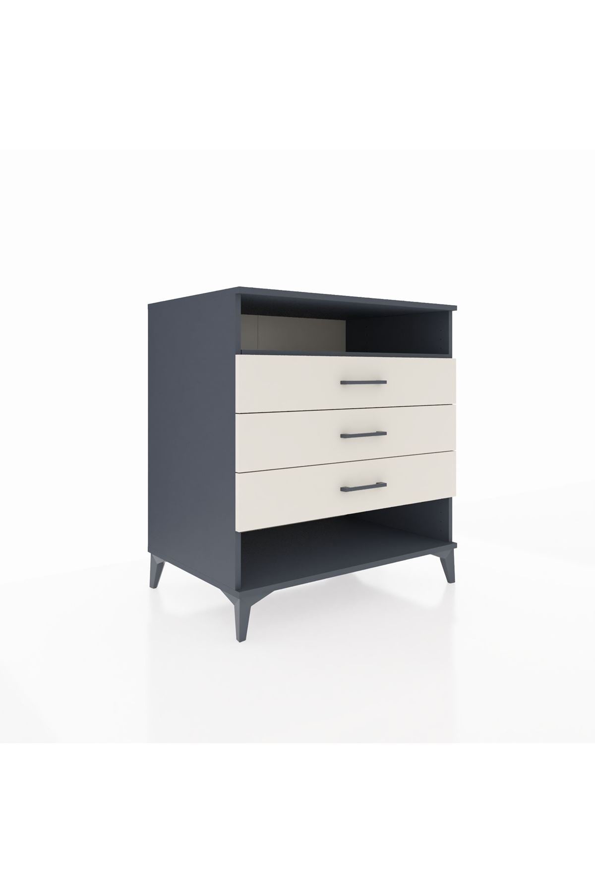 Kronos Şifonyer Tek Raflı 3 Çekmeceli 88x59x96 Antrasit-Aytaşı