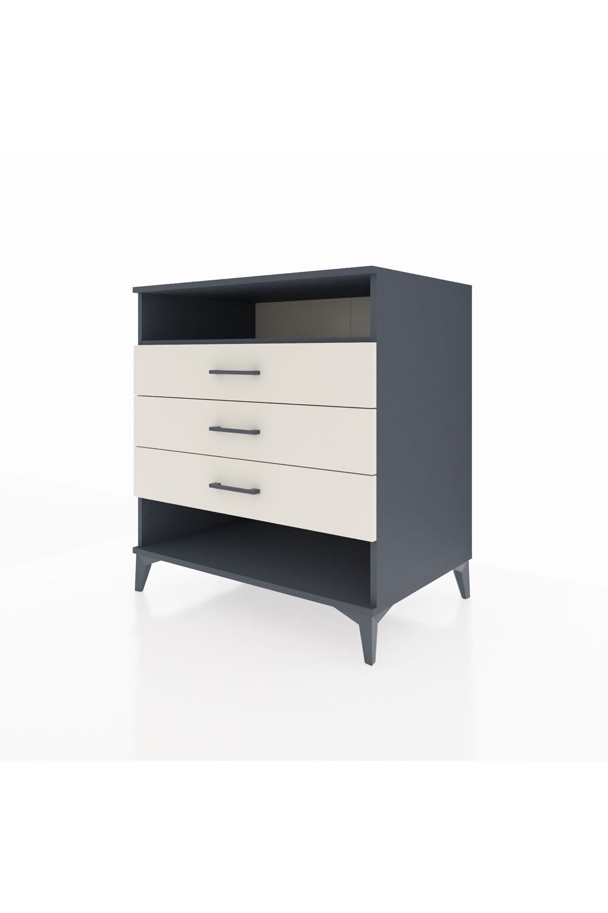 Kronos Şifonyer Tek Raflı 3 Çekmeceli 88x59x96 Antrasit-Aytaşı