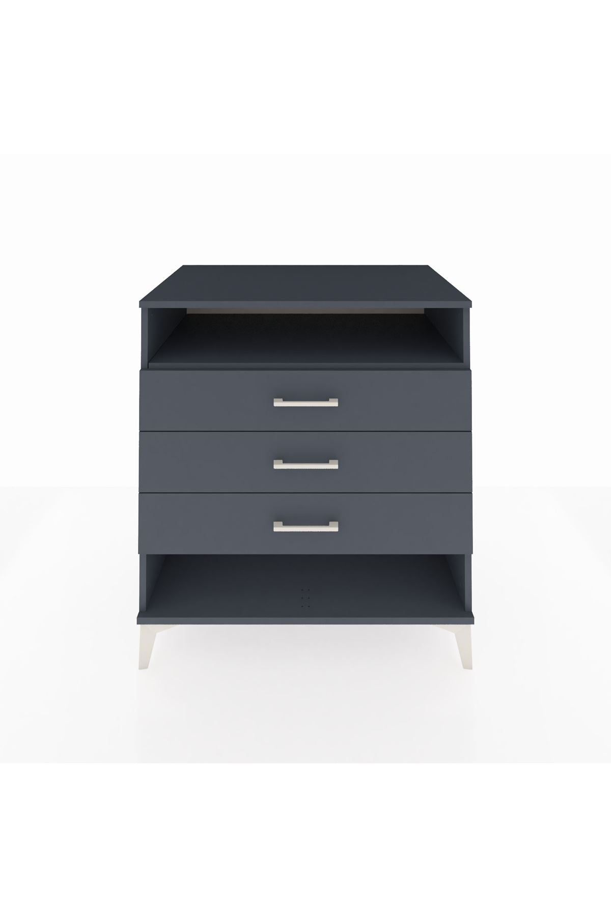 Kronos Şifonyer Tek Raflı 3 Çekmeceli 88x59x96 Antrasit-Antrasit