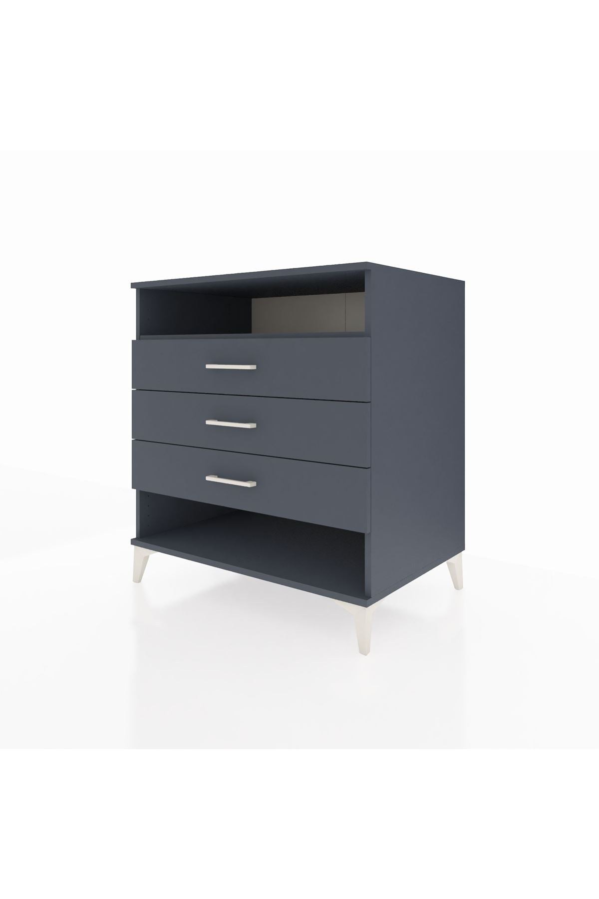 Kronos Şifonyer Tek Raflı 3 Çekmeceli 88x59x96 Antrasit-Antrasit