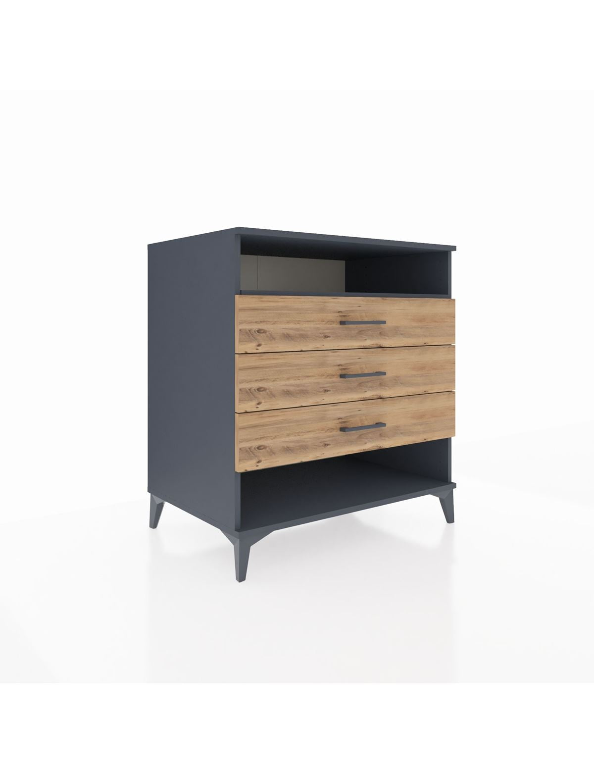 Kronos Şifonyer Tek Raflı 3 Çekmeceli 88x59x96 Antrasit-Çam