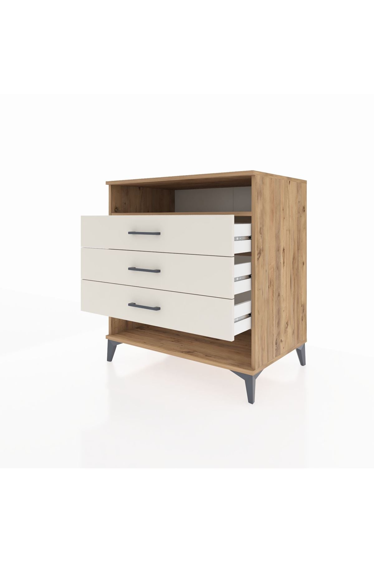 Kronos Şifonyer Tek Raflı 3 Çekmeceli 88x59x96 Çam-Aytaşı