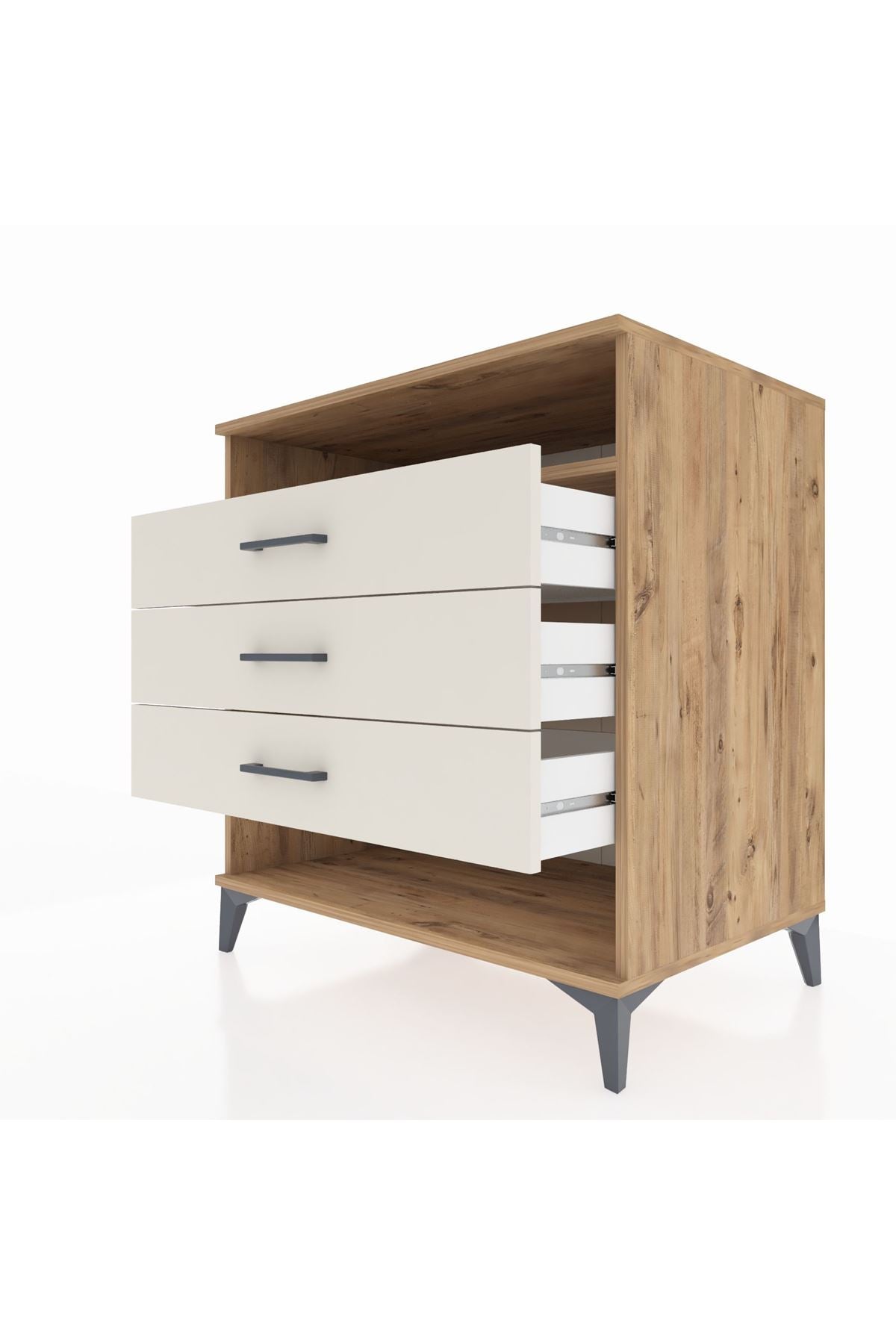 Kronos Şifonyer Tek Raflı 3 Çekmeceli 88x59x96 Çam-Aytaşı