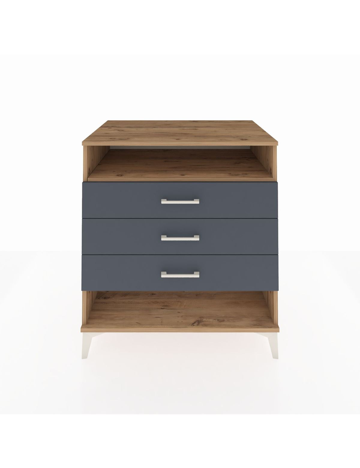 Kronos Şifonyer Tek Raflı 3 Çekmeceli 88x59x96 Çam-Antrasit