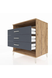 Kronos Şifonyer Tek Raflı 3 Çekmeceli 88x59x96 Çam-Antrasit