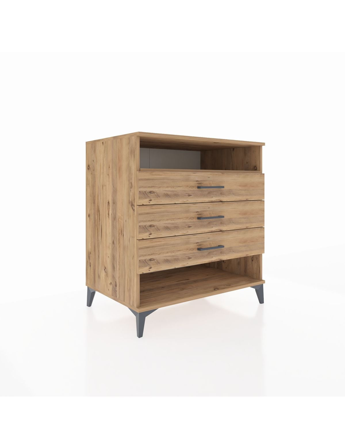 Kronos Şifonyer Tek Raflı 3 Çekmeceli 88x59x96 Çam-Çam