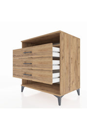 Kronos Şifonyer Tek Raflı 3 Çekmeceli 88x59x96 Çam-Çam