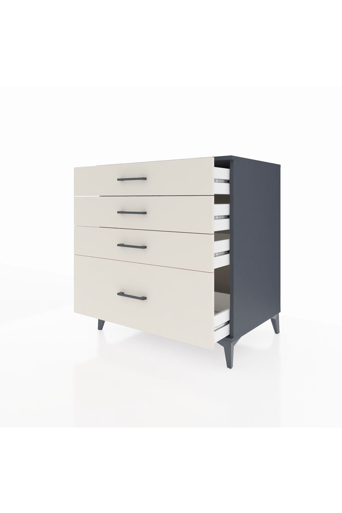 Kronos Şifonyer 4 Çekmeceli 88x59x96 Antrasit-Aytaşı