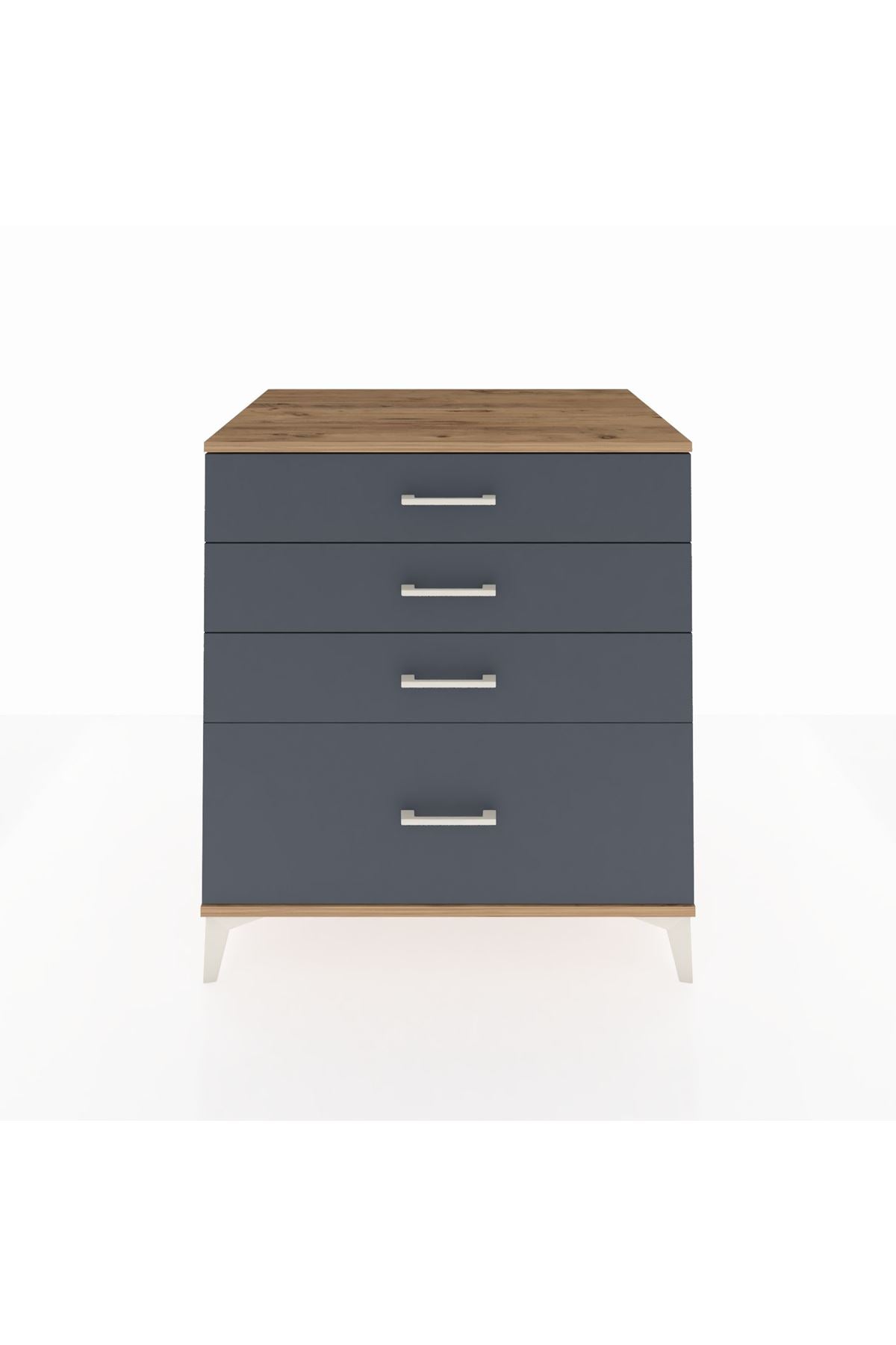 Kronos Şifonyer 4 Çekmeceli 88x59x96 Çam-Antrasit