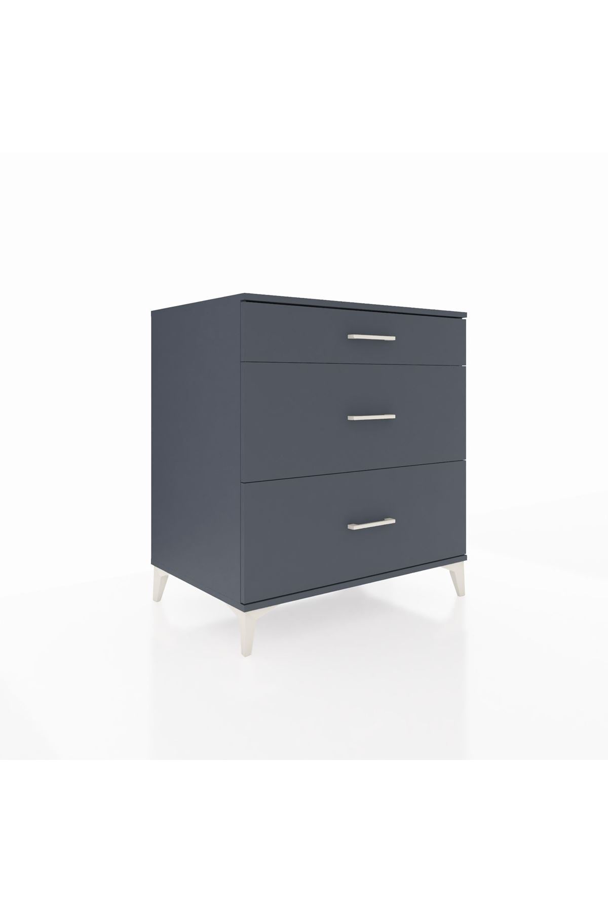 Kronos Şifonyer 3 Çekmeceli 88x59x96 Antrasit-Antrasit