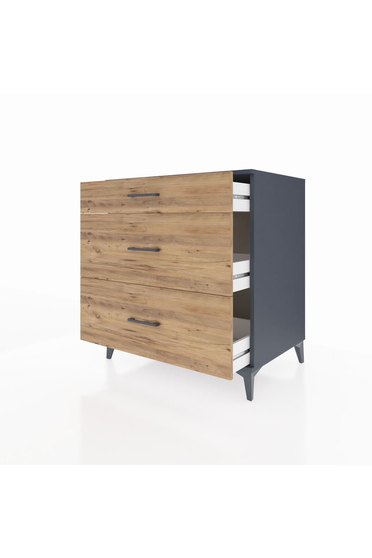 Kronos Şifonyer 3 Çekmeceli 88x59x96 Antrasit-Çam