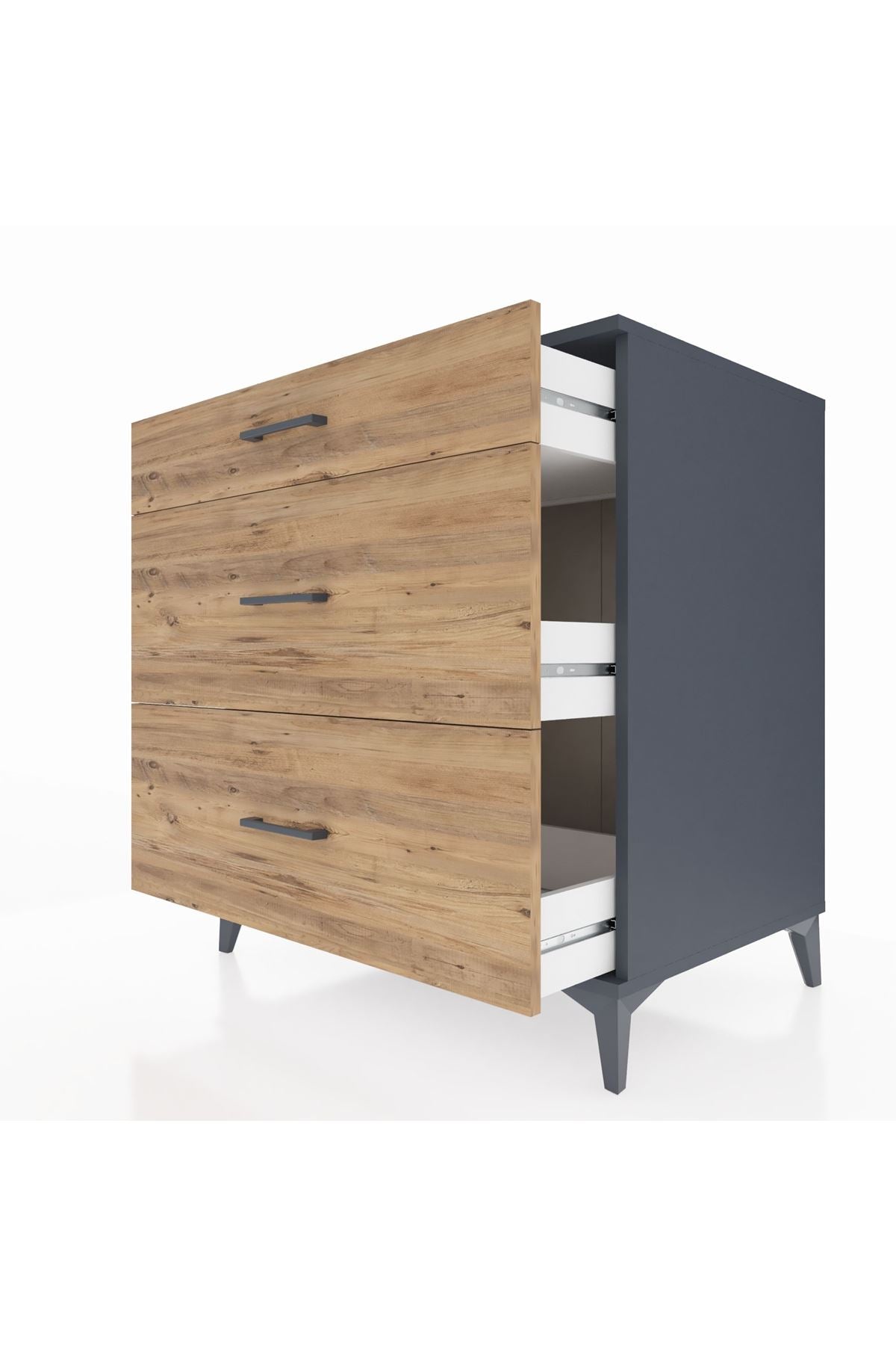 Kronos Şifonyer 3 Çekmeceli 88x59x96 Antrasit-Çam