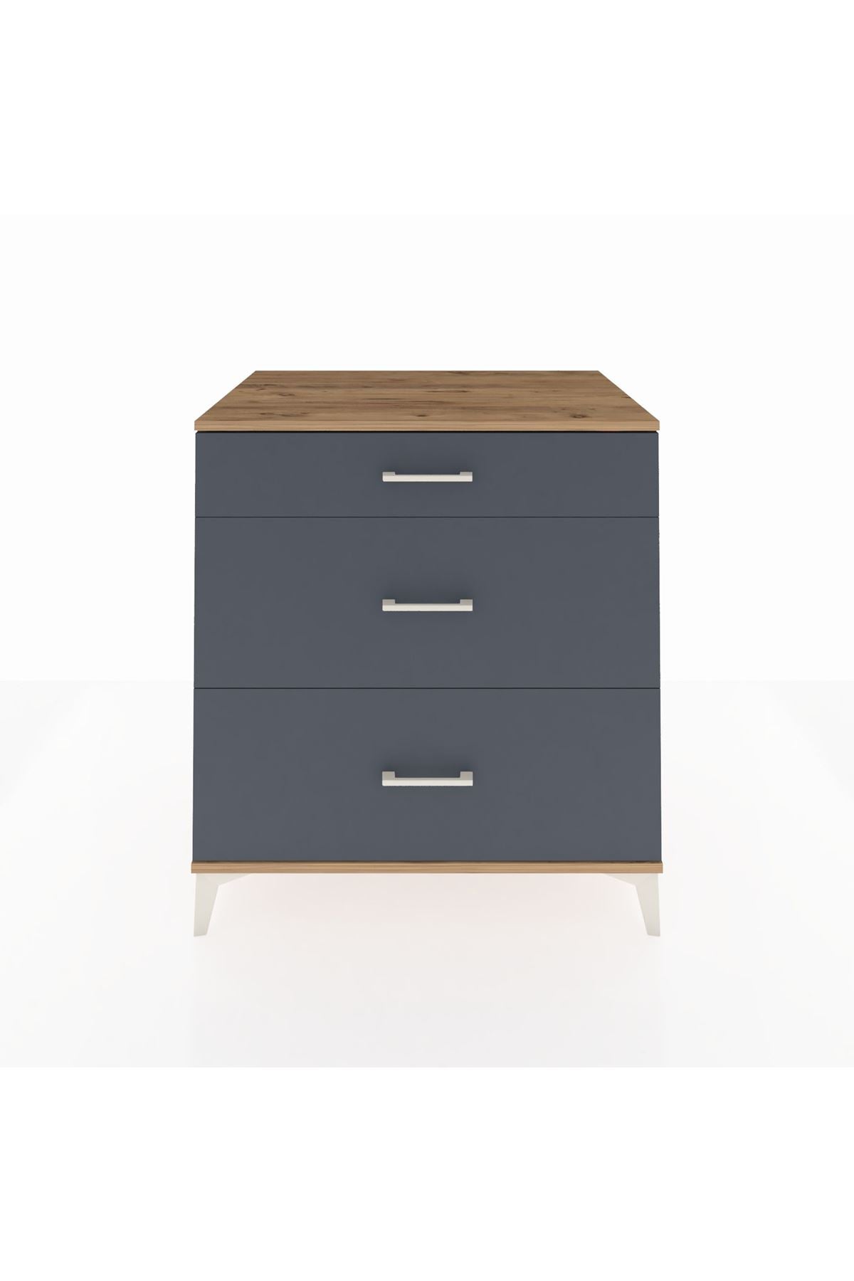 Kronos Şifonyer 3 Çekmeceli 88x59x96 Çam-Antrasit