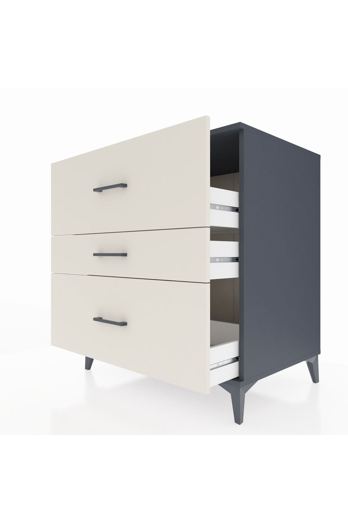 Kronos Şifonyer 3 Çekmeceli 88x59x96 Antrasit-Aytaşı