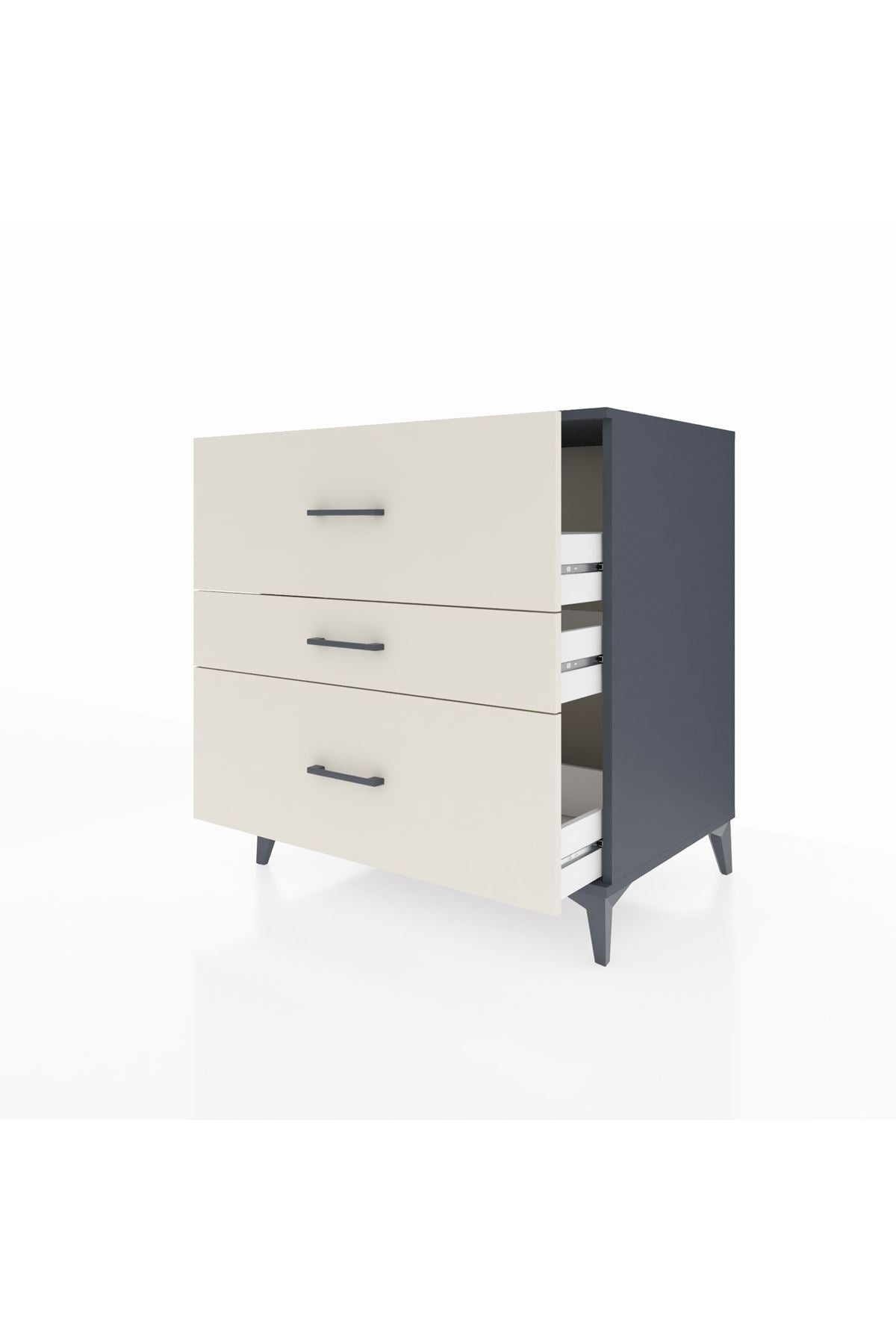 Kronos Şifonyer 3 Çekmeceli 88x59x96 Antrasit-Aytaşı