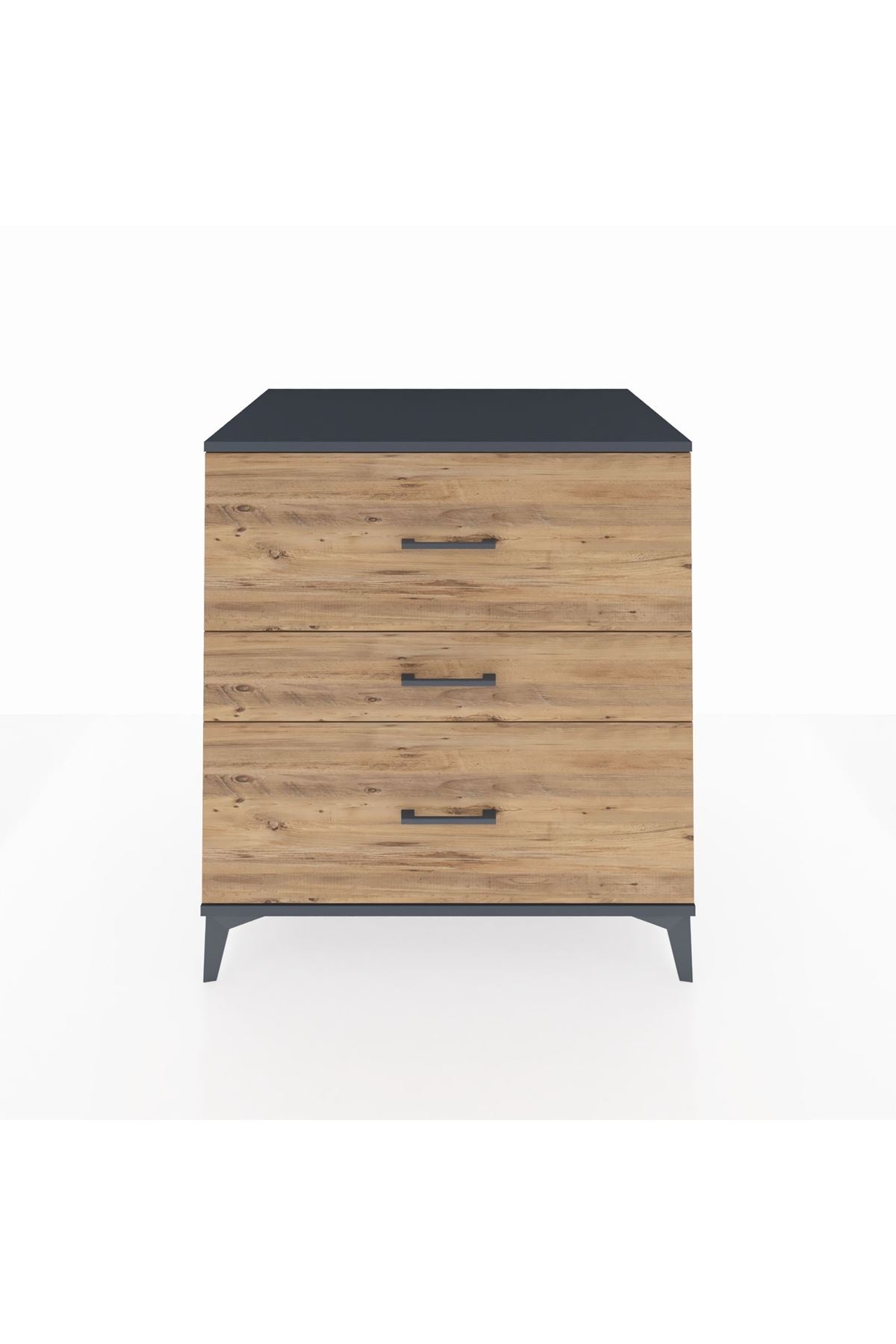 Kronos Şifonyer 3 Çekmeceli 88x59x96 Antrasit-Çam