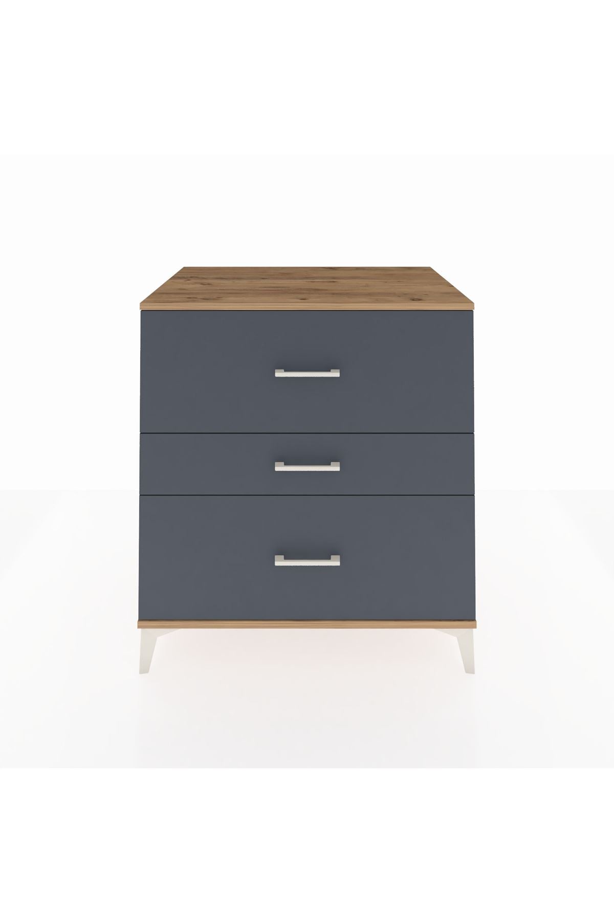 Kronos Şifonyer 3 Çekmeceli 88x59x96 Çam-Antrasit