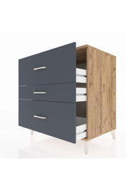 Kronos Şifonyer 3 Çekmeceli 88x59x96 Çam-Antrasit