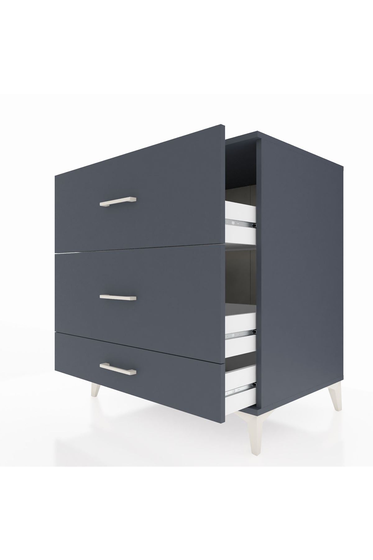 Kronos Şifonyer 3 Çekmeceli 88x59x96 Antrasit-Antrasit