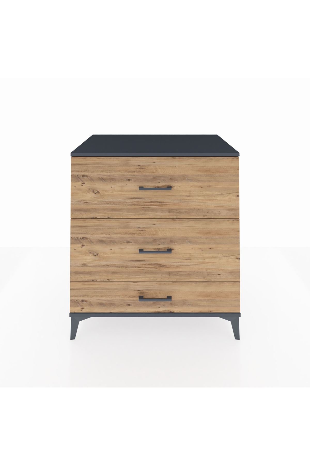 Kronos Şifonyer 3 Çekmeceli 88x59x96 Antrasit-Çam