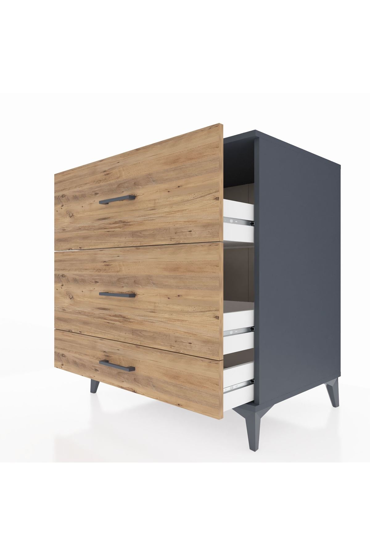 Kronos Şifonyer 3 Çekmeceli 88x59x96 Antrasit-Çam