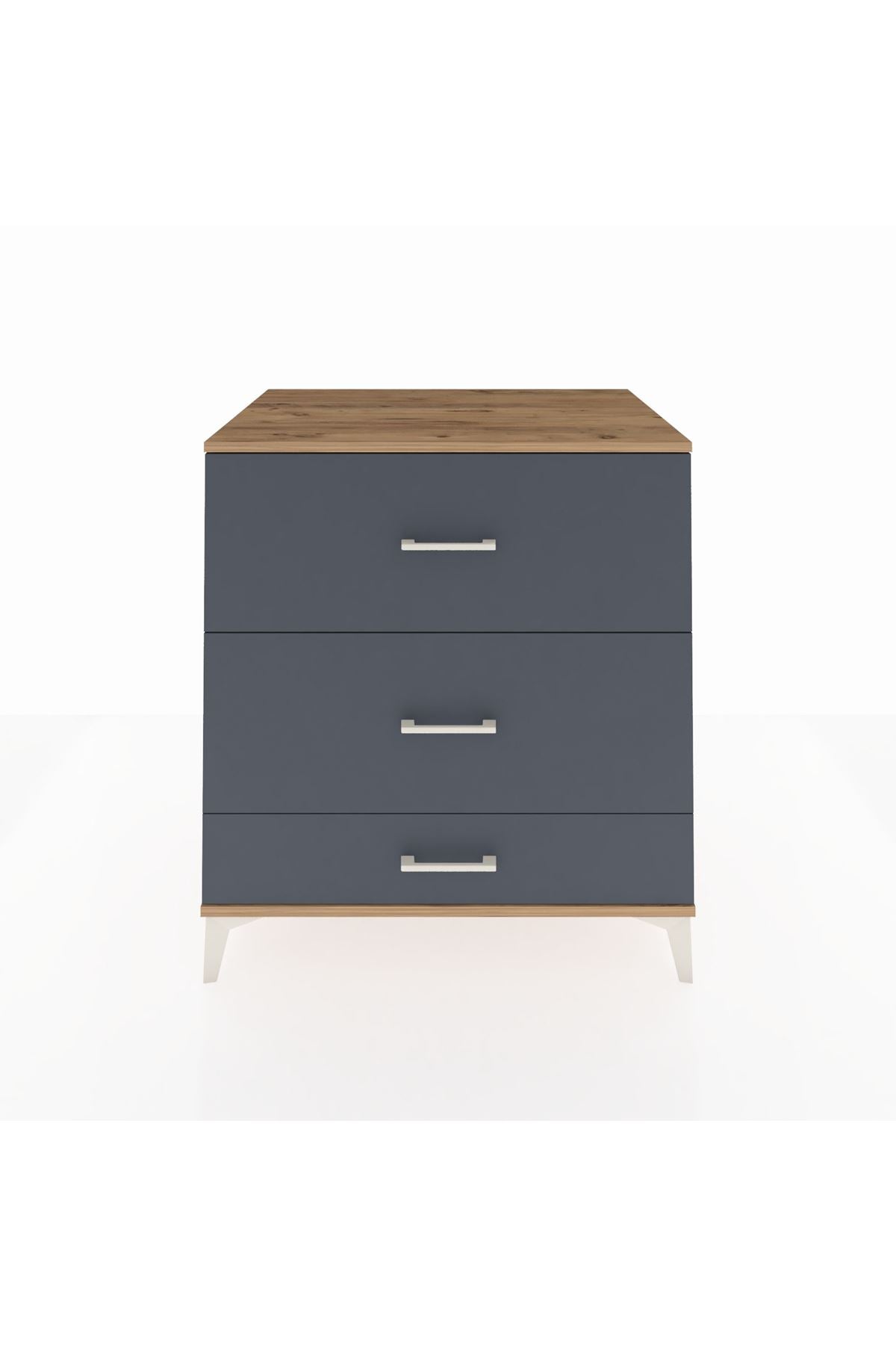 Kronos Şifonyer 3 Çekmeceli 88x59x96 Çam-Antrasit