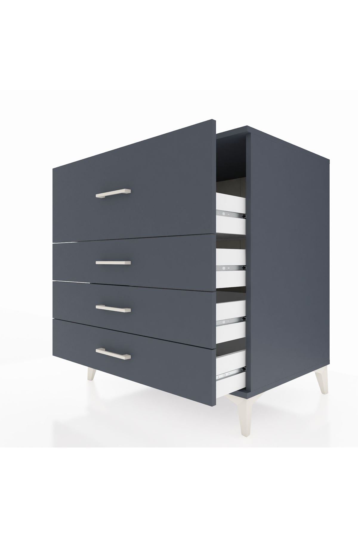 Kronos Şifonyer 4 Çekmeceli 88x59x96 Antrasit-Antrasit