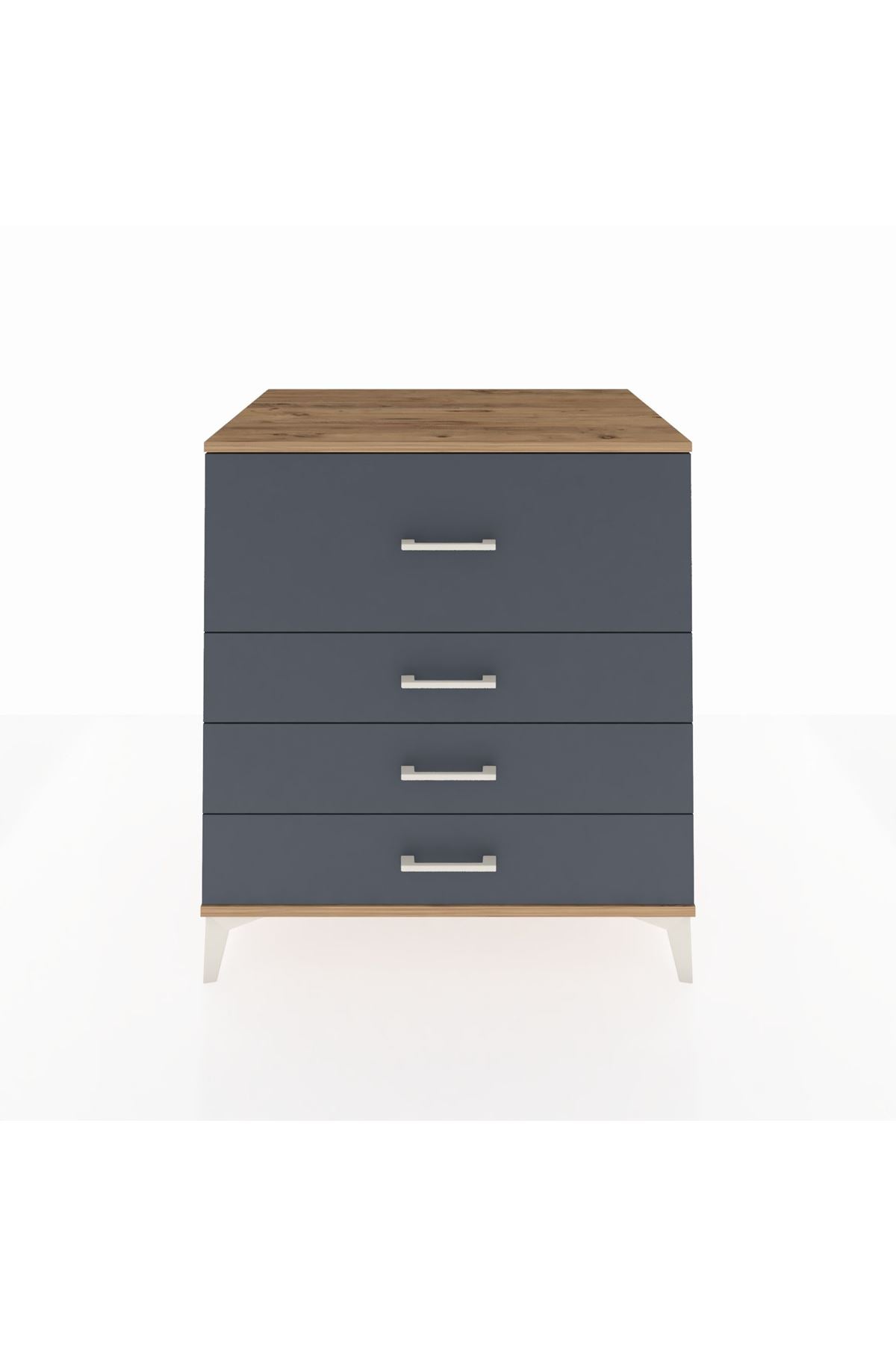 Kronos Şifonyer 4 Çekmeceli 88x59x96 Çam-Antrasit