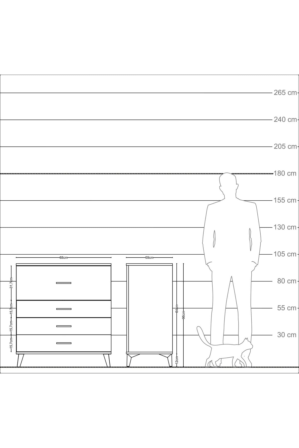 Kronos Şifonyer 4 Çekmeceli 88x59x96 Çam-Antrasit