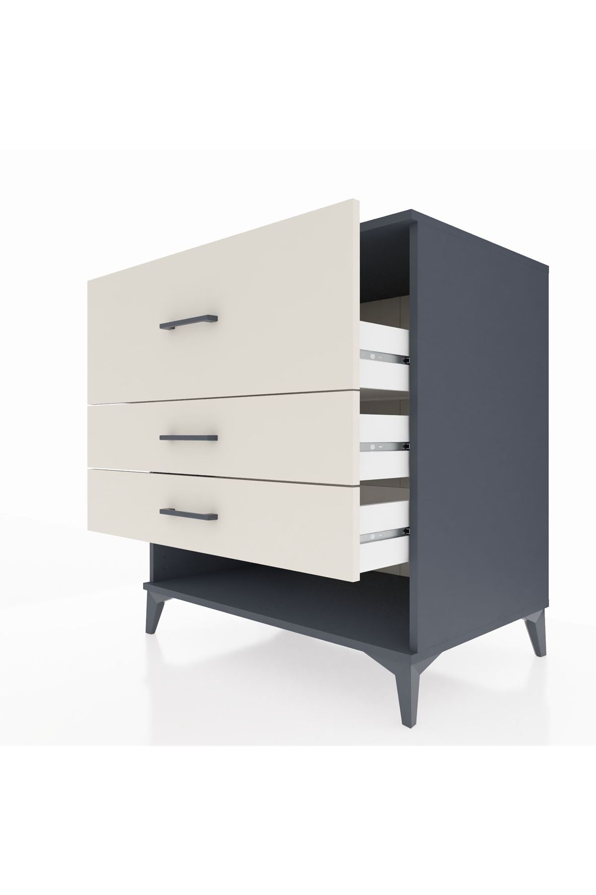 Kronos Şifonyer 3 Çekmeceli 88x59x96 Antrasit-Aytaşı