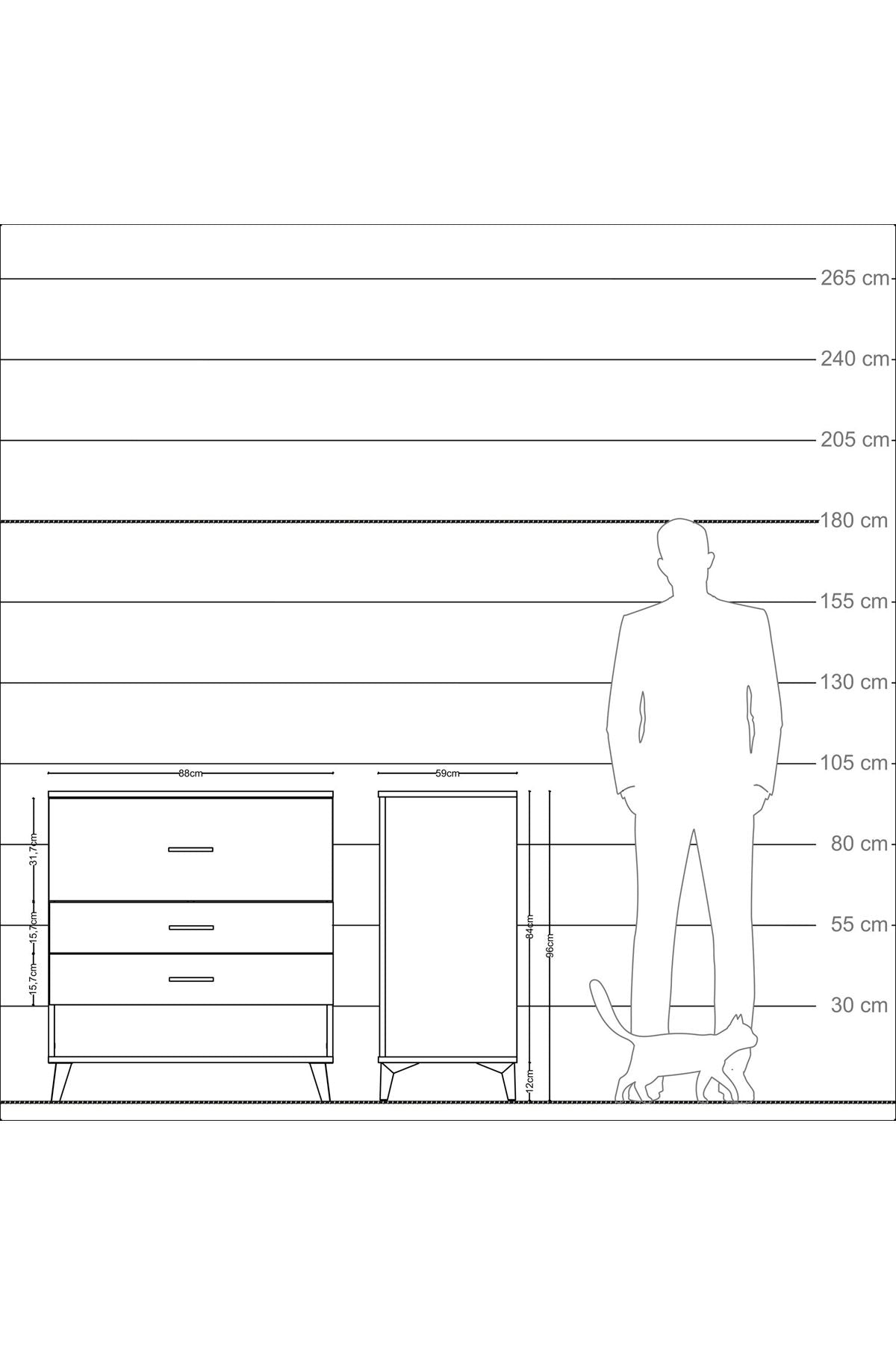 Kronos Şifonyer 3 Çekmeceli 88x59x96 Antrasit-Aytaşı