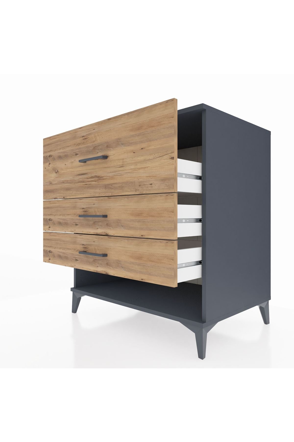 Kronos Şifonyer 3 Çekmeceli 88x59x96 Antrasit-Çam