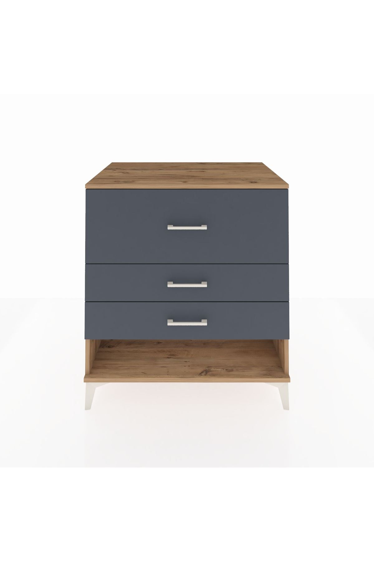 Kronos Şifonyer 3 Çekmeceli 88x59x96 Çam-Antrasit