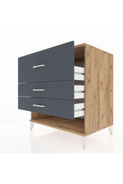 Kronos Şifonyer 3 Çekmeceli 88x59x96 Çam-Antrasit