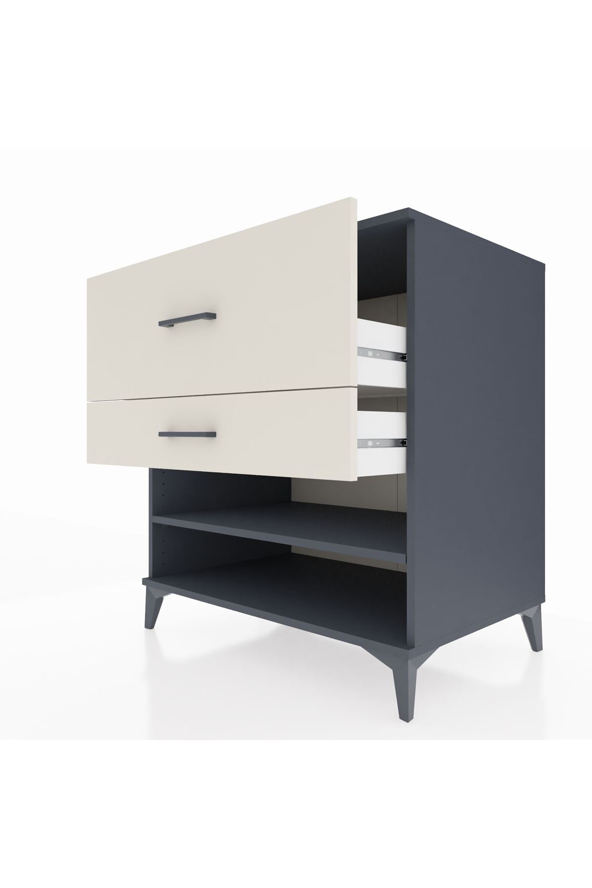 Kronos Şifonyer Tek Raflı 2 Çekmeceli 88x59x96 Antrasit-Aytaşı