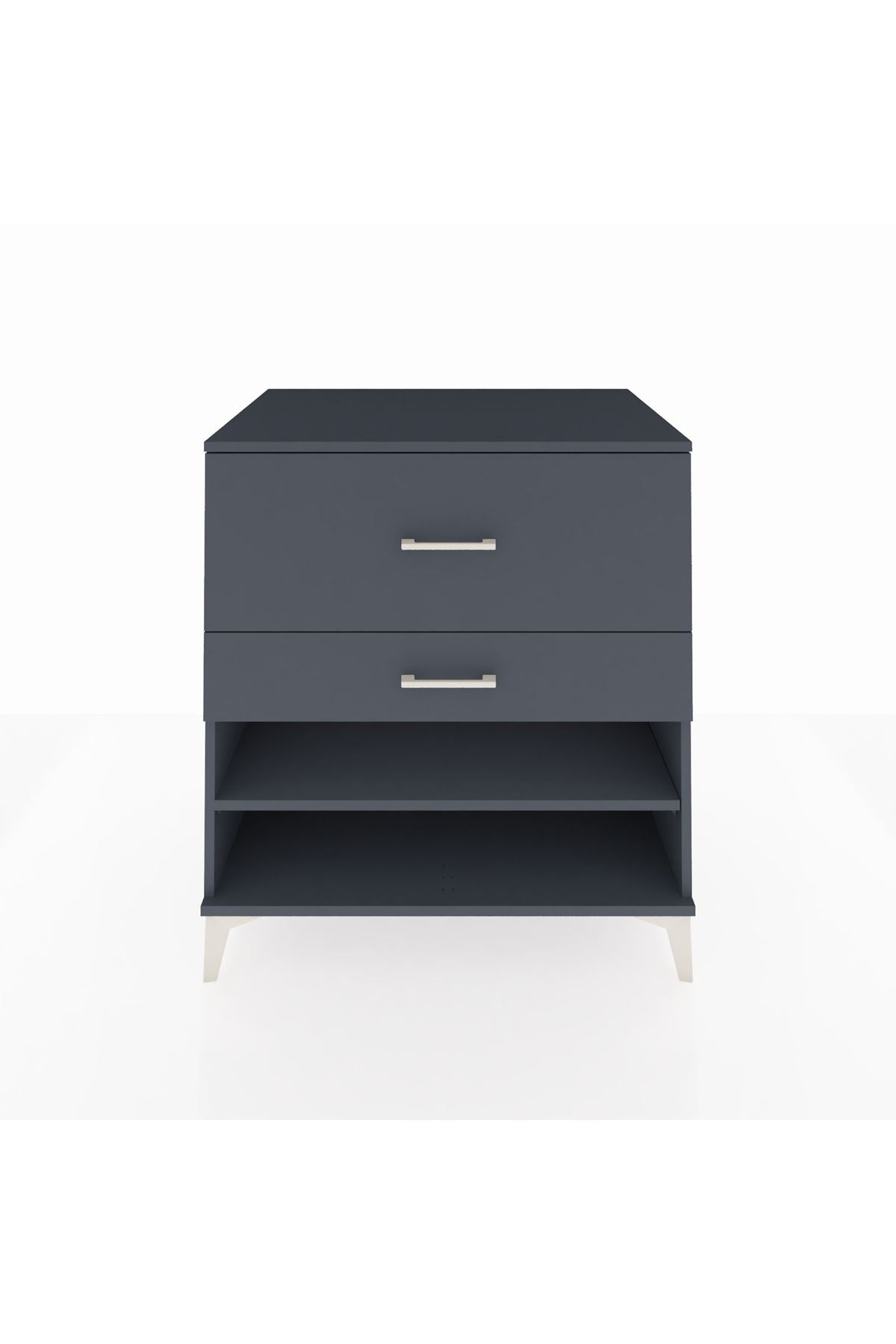 Kronos Şifonyer Tek Raflı 2 Çekmeceli 88x59x96 Antrasit-Antrasit