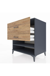 Kronos Şifonyer Tek Raflı 2 Çekmeceli 88x59x96 Antrasit-Çam