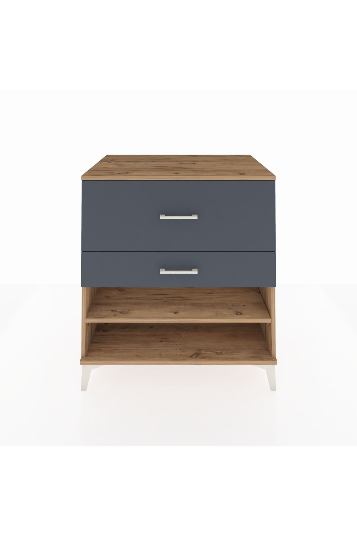 Kronos Şifonyer Tek Raflı 2 Çekmeceli 88x59x96 Çam-Antrasit