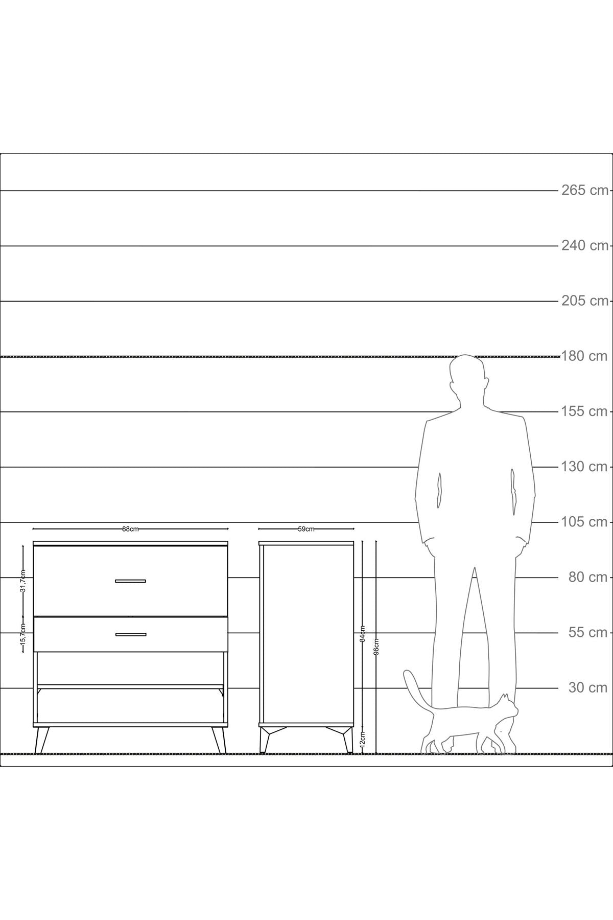 Kronos Şifonyer Tek Raflı 2 Çekmeceli 88x59x96 Çam-Aytaşı