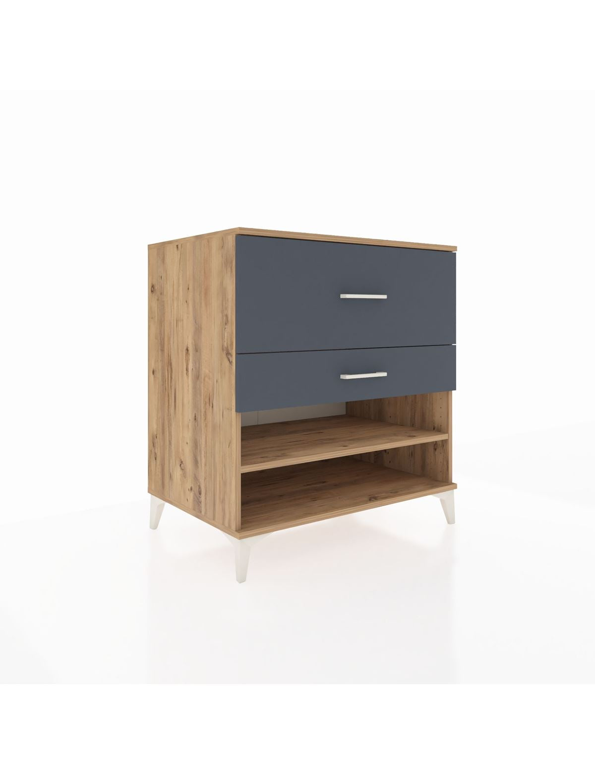 Kronos Şifonyer Tek Raflı 2 Çekmeceli 88x59x96 Çam-Antrasit