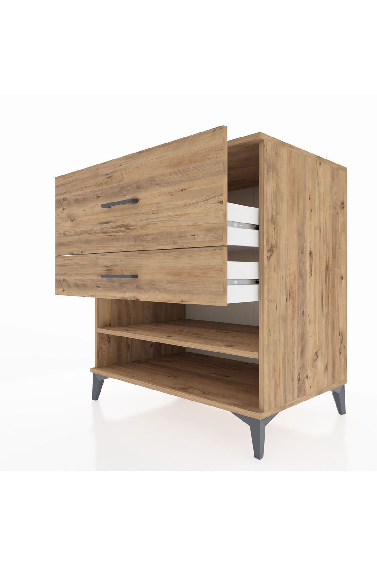 Kronos Şifonyer Tek Raflı 2 Çekmeceli 88x59x96 Çam-Çam