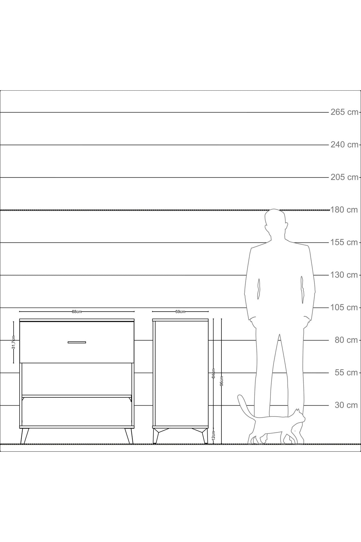 Kronos Şifonyer Tek Raflı Tek Çekmeceli 88x59x96 Çam-Aytaşı