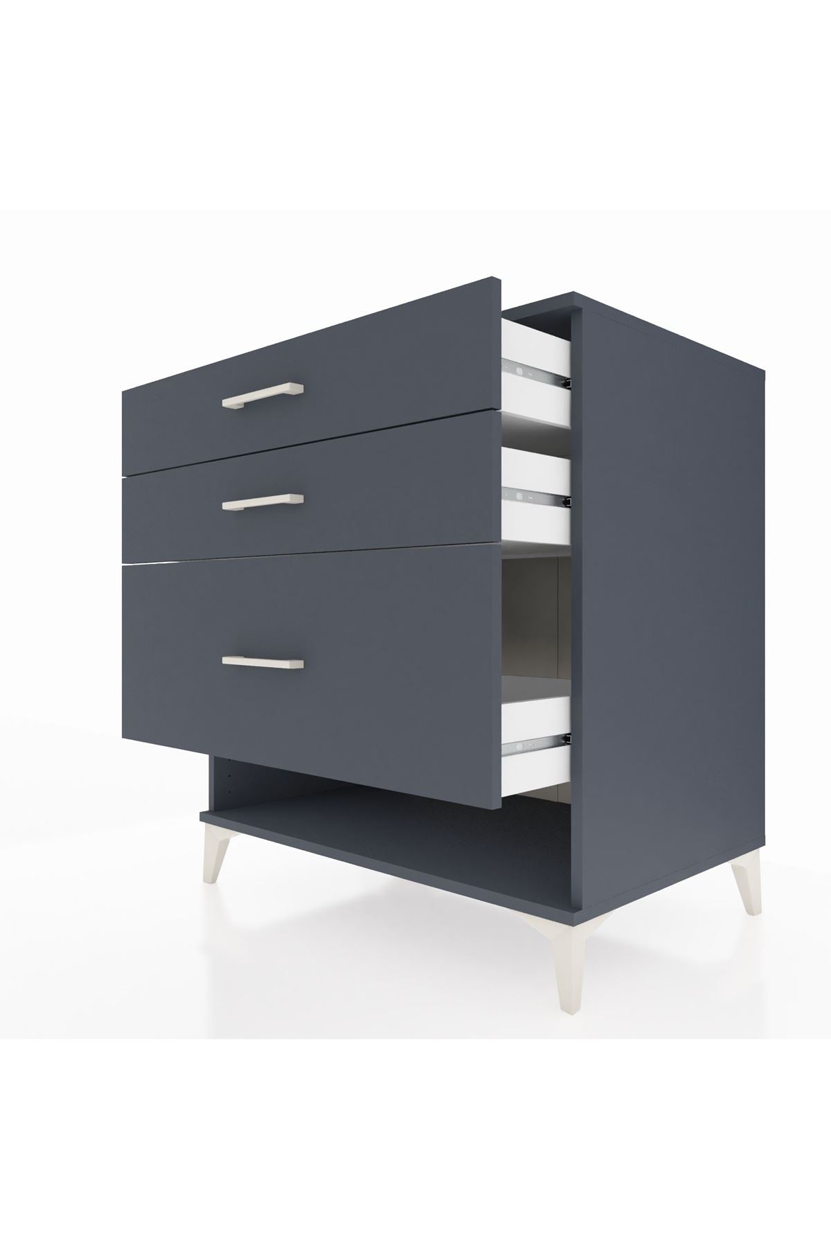 Kronos Şifonyer 3 Çekmeceli 88x59x96 Antrasit-Antrasit