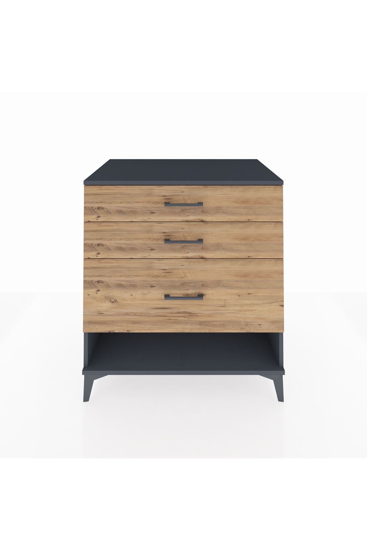 Kronos Şifonyer 3 Çekmeceli 88x59x96 Antrasit-Çam