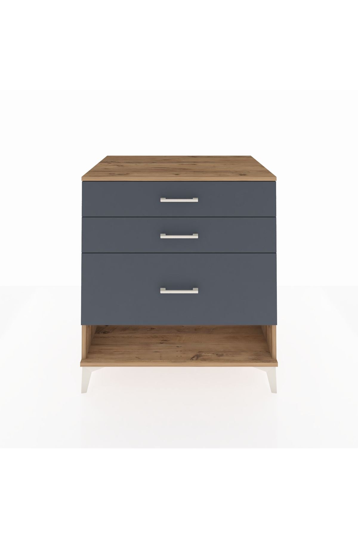 Kronos Şifonyer 3 Çekmeceli 88x59x96 Çam-Antrasit